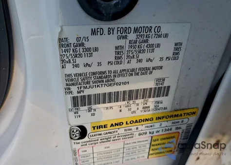 2016 Ford Expedition Limited из США, поврежденный, VIN 1FMJU1KT7GEF02101